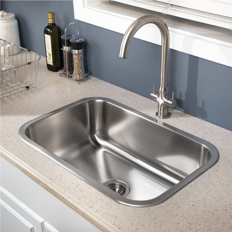 Houzer Belleo 27 inch Stainless Topmount Single Bowl Kitchen Sink with Strainer and Grid - BSS-2700