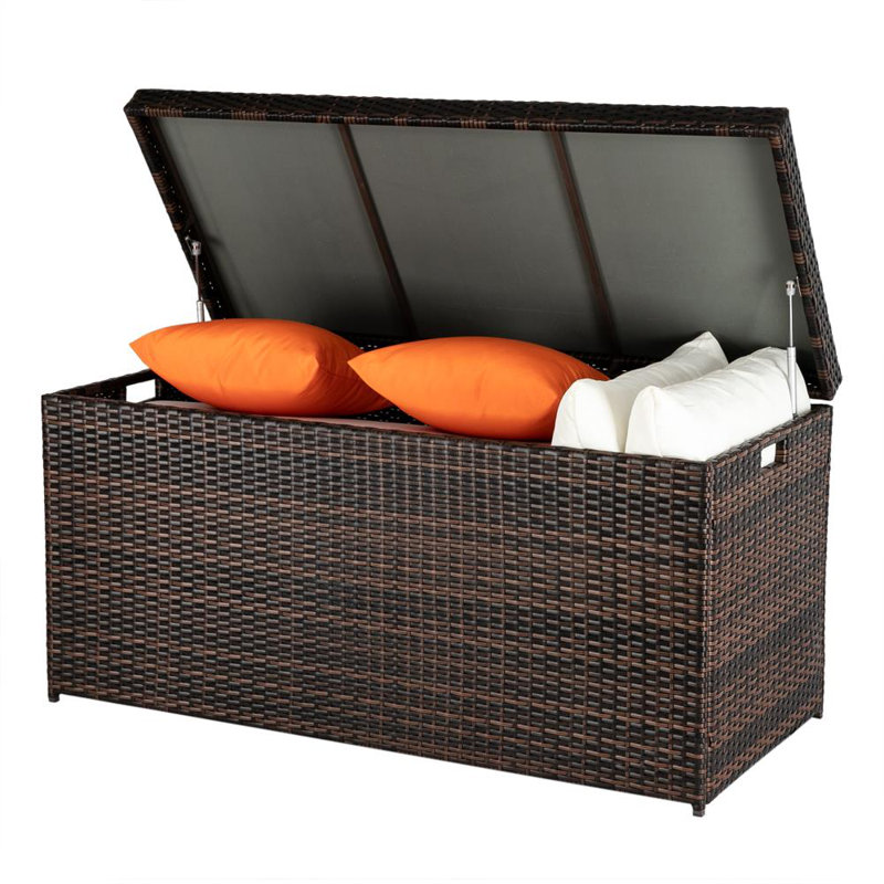 Boîte de rangement en osier brun 135 gallons, Brun