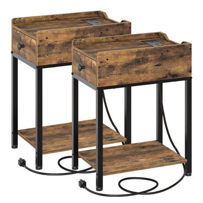 Table de bout étroite avec station de charge sans fil et rangement