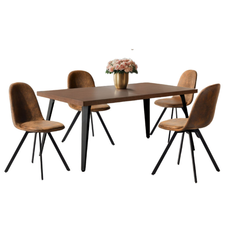 Ensemble de table de salle à manger 160 cm et 4 chaises pour 5 personnes