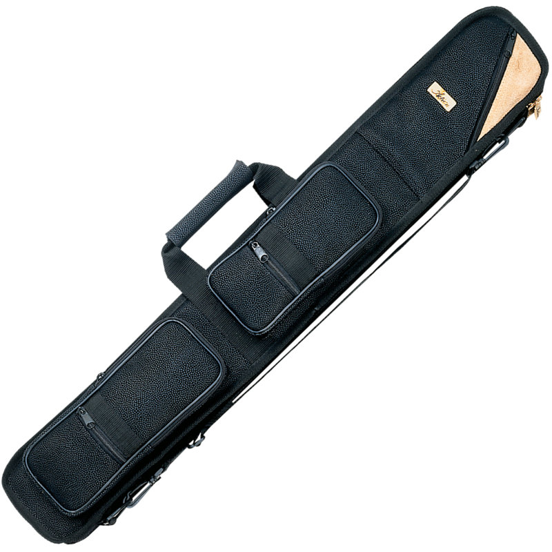 Black and Tan Vinyl Soft Pool Cue Case for 2 Butts and 4 Shafts