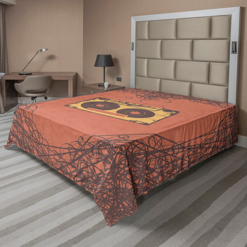 Drap-housse rétro Ambesonne, Drap plat pour très grand lit californien