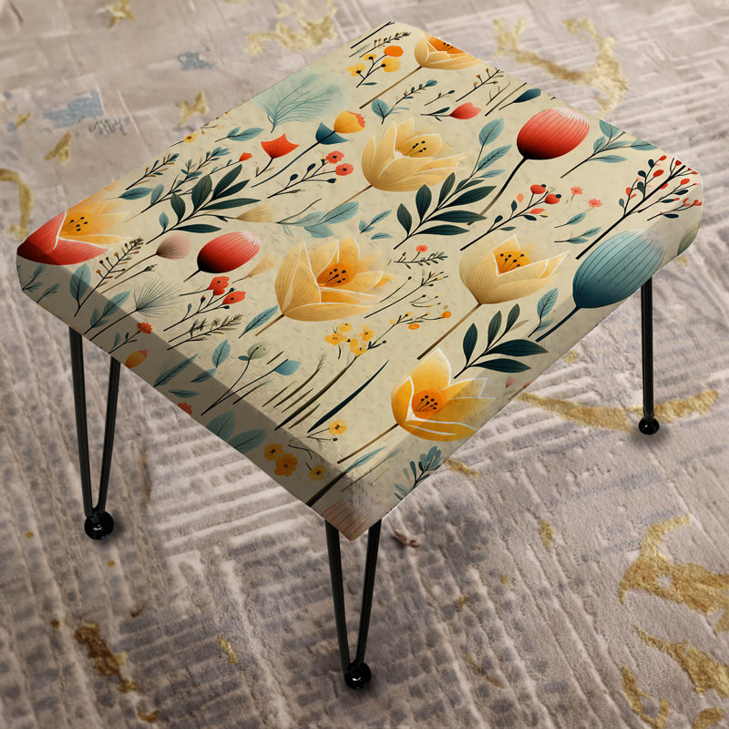 Simplicité en fleurs scandinaves - repose-pieds rectangulaire plantes