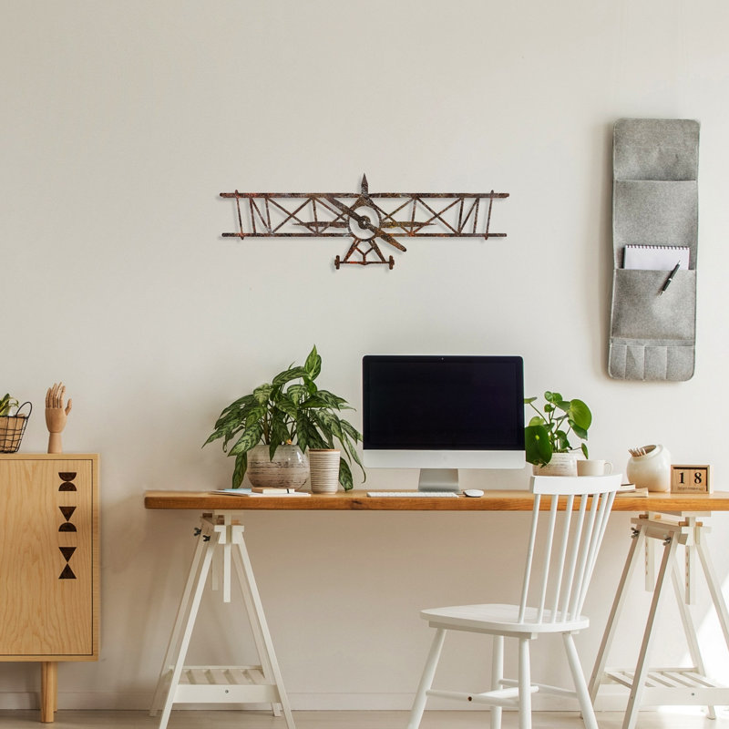 Hand-Painted Decorative Metal Wall Accessory, Antiquation Finish, 9.1 x 27.6 inches | Durable Metal Body, Thickness: 0.06 inches | Unique Wall Art for Home Decor, Adds Charm & Character to Any Space
