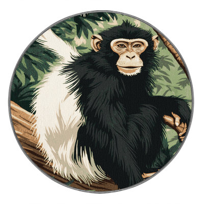 Washable Black Colobus Wildlife Area Rug