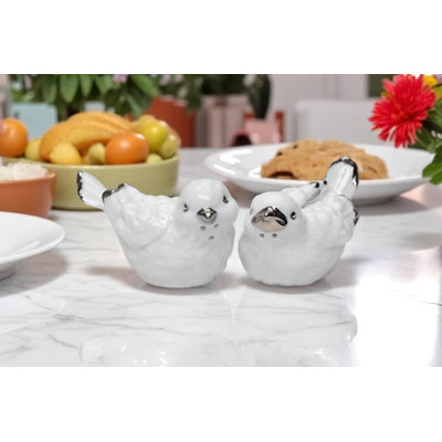 Platinum Trim White Birds Salt And Pepper