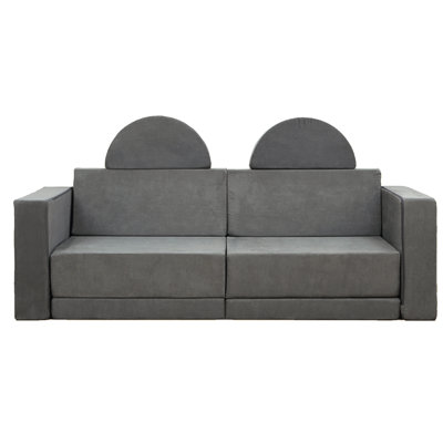 Imaginative Modular Kids Play Couch Sofa，8-Piece Convertible Toddler Furniture，Navy Blue，153×65×53cm