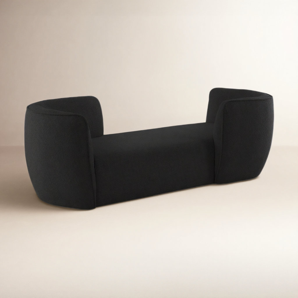 Hilton Boucle Chaise Lounge, Black Boucle Fabric