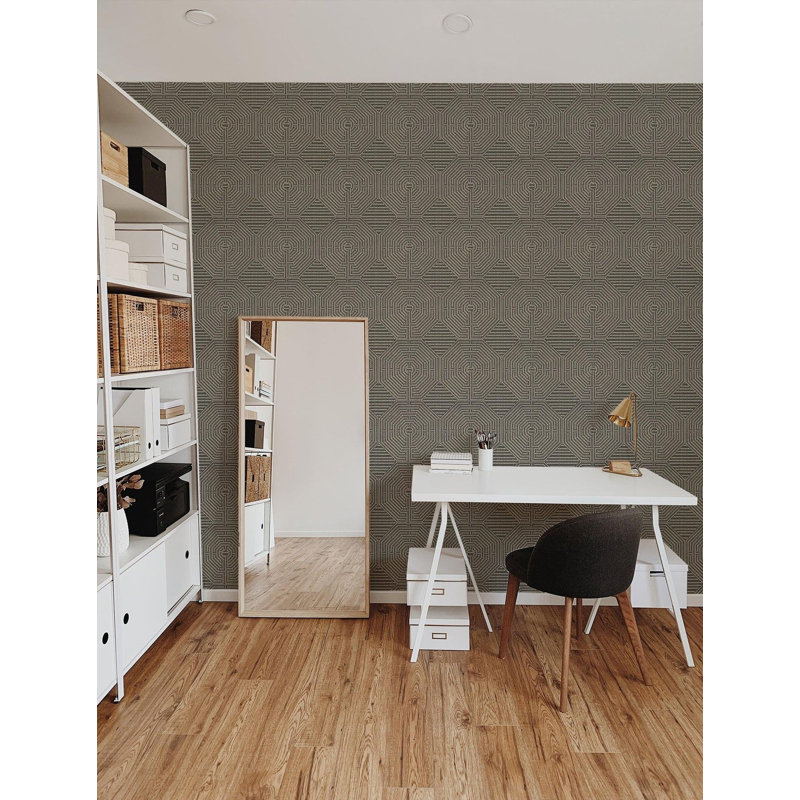 Sade 10' L x 25" W Wallpaper Roll, Black, Faux Grasscloth, Non-Pasted