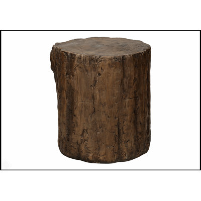 Contemporary 25-Inch High Round Accent Table for Indoor and Outdoor Use, Walnut Finish, Tree Stump Design, No Assembly Required