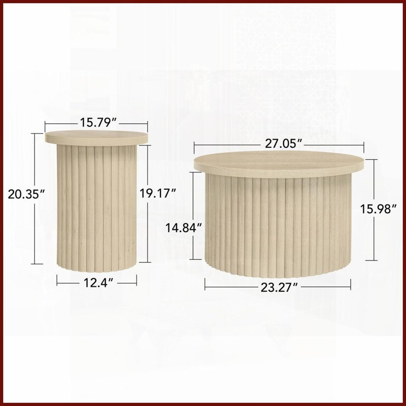 Ensemble de 2 tables basses rondes pour le salon et amp; Appartement - MDF & amp; Fer à repasser, peu encombrant et amp; Conception sécuritaire pour les enfants