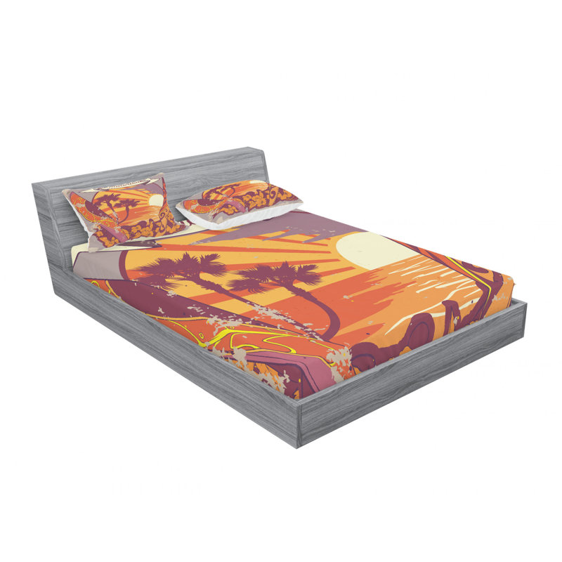 Ensemble de draps Retro Summertime, Ensemble de draps pour lit double avec un drap-hou