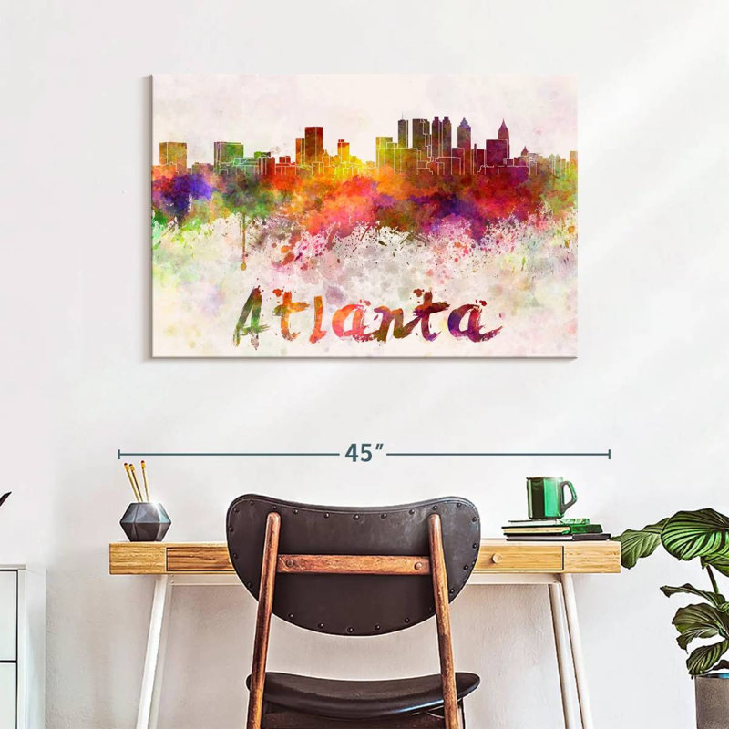 Atlanta Skyline Colors Canvas Print, 26" H x 39" W x 1.25" D