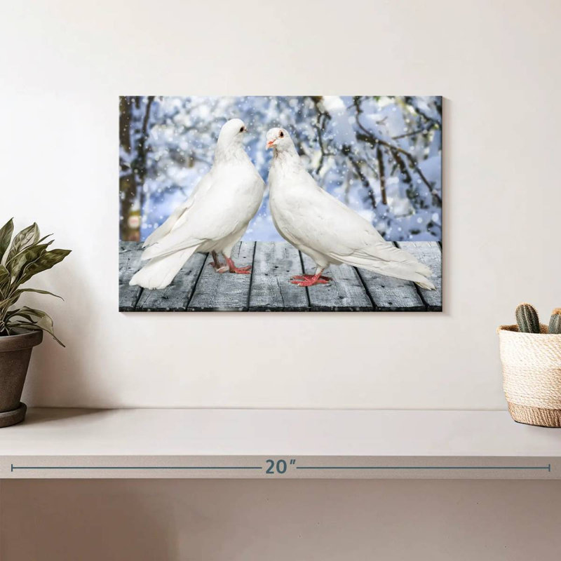 Brampt White Winter Doves, 8" H x 12" W