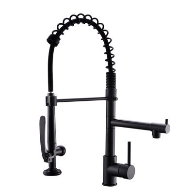 Commercial Kitchen Faucet - Black And Nickel Pull Down , Single Handle, Heat Cold Water, Design For Sink With Rust Proof, Modern Choice