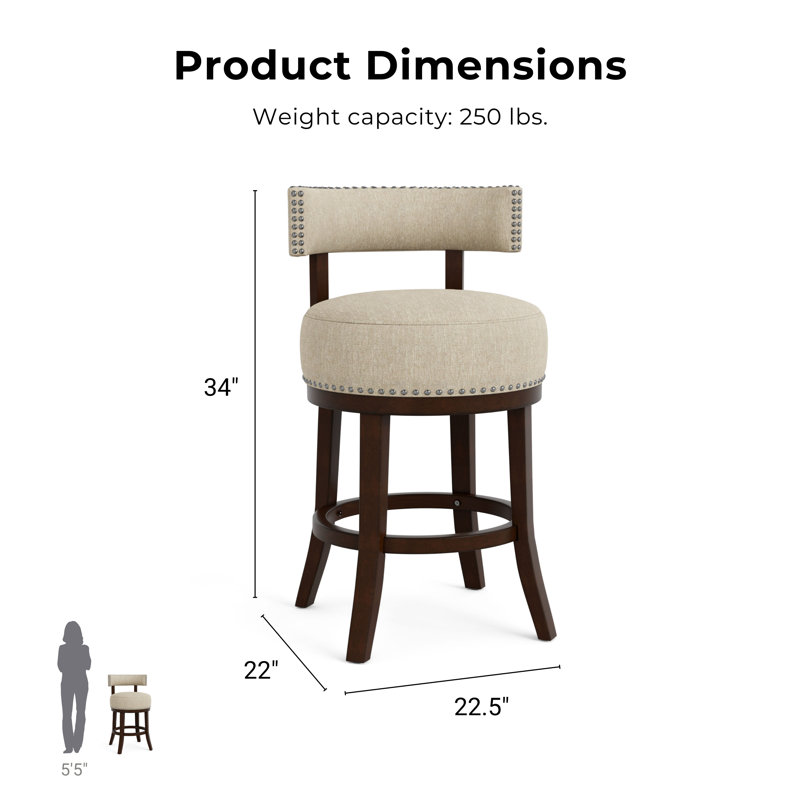 Norden Swivel Bar & Counter Stool, Beige, Counter Stool (25" Seat Height)