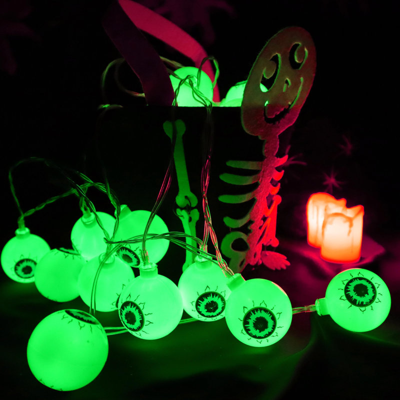 Guirlande de 30 lumières Sppoky Eyeball, Vert