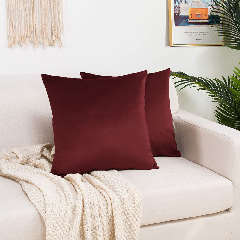 Shiny Velvet Pillow Cover, Acajou, H 12 po x l 20 po, Forme rectangulaire