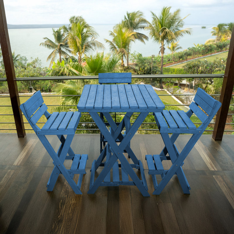 Tabouret de bar pliant extérieur recyclé Key West , Bleu pacifique
