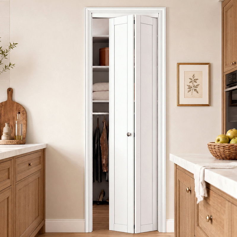 Porte pliante à panneau plein blanc 24 po x 96 po avec trousse de quincaillerie d'installation, 24" x 96", Solid Core