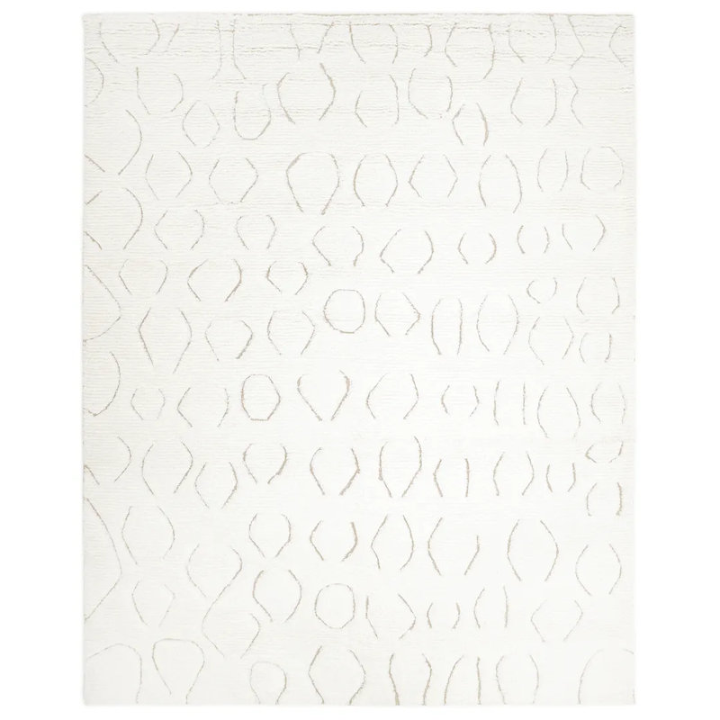 Tapis ivoire en laine / coton noué à la main Mea, Rectangle 3 pi x 5 pi