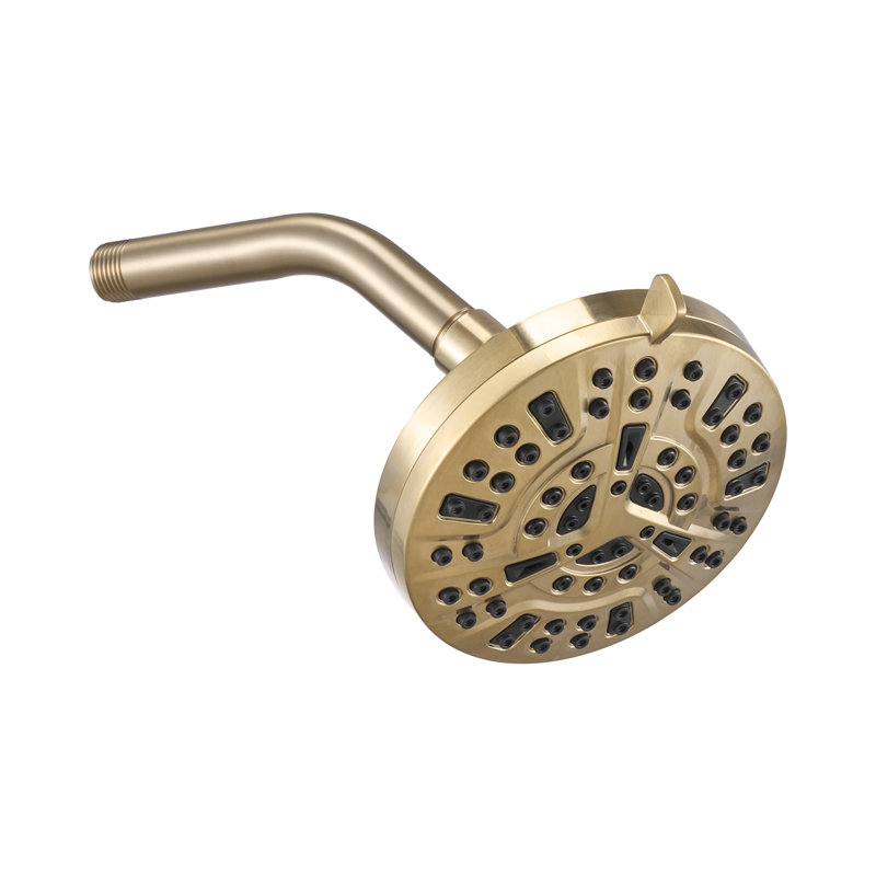 Ensemble de robinetterie de baignoire et de douche fini doré avec pommeau de douche effet pluie de 12,7 cm, jet à 8 positions et ensemble de garniture de soupape d'équilibrage de pression