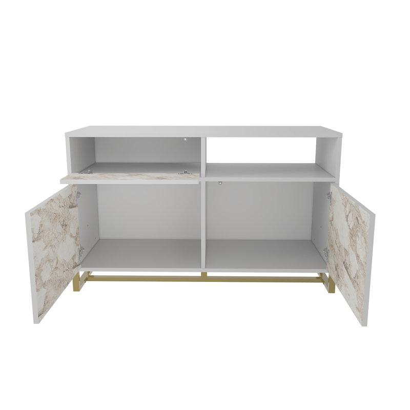 Nenzel 120cm W Sideboard, White Marble Effect