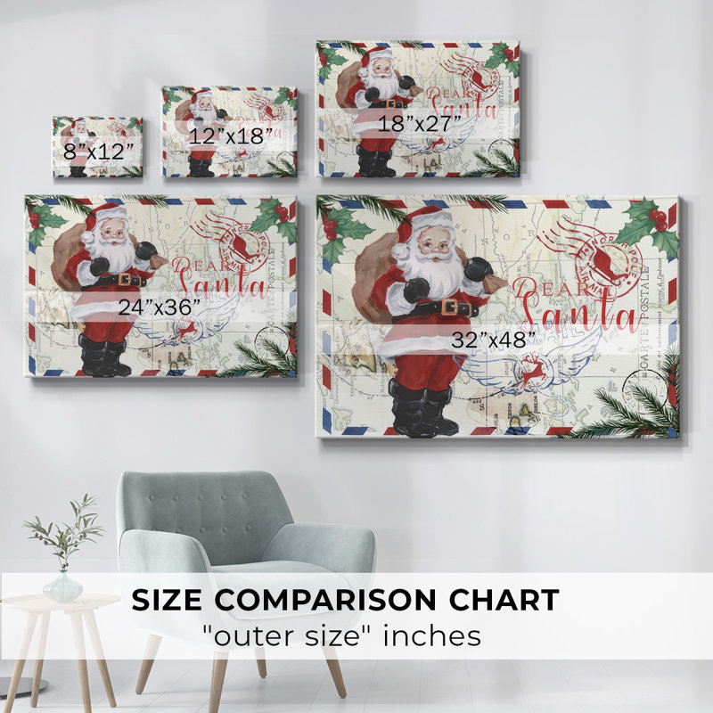 Christmas Par Avion, collection A - Toile tendue avec châssis, H 24 po x l 36 po x P 1,5 po