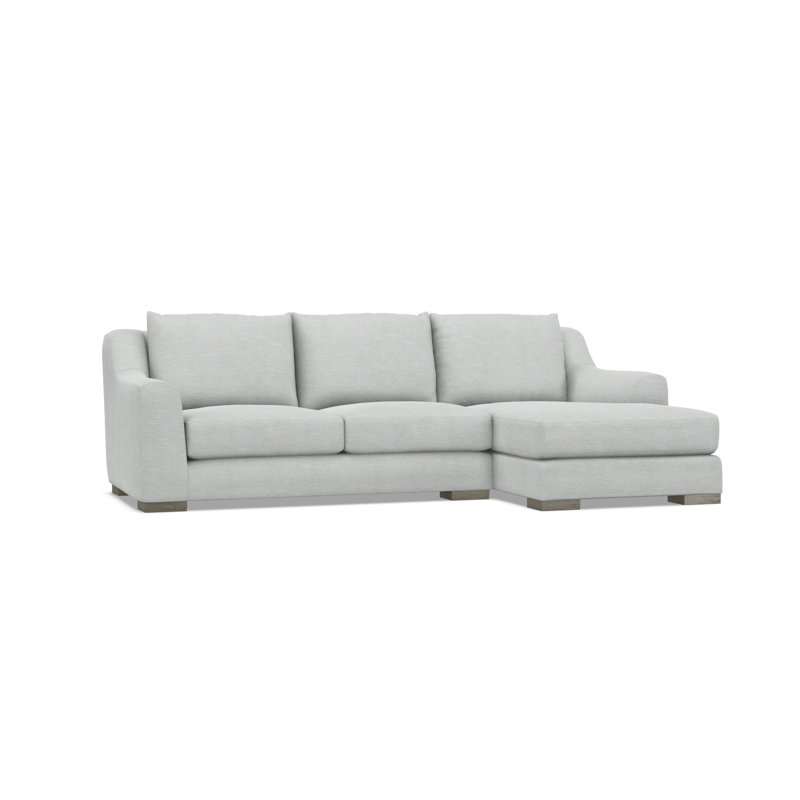 Gabi 3-Piece Fabric Sectional, Light Gray Polyester Blend, 35" H x  105" W x 63.5" D, Right Hand Facing