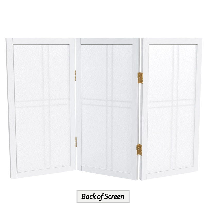 26" Desktop Double Cross Shoji Screen 4 Panel Room Divider, 3, White