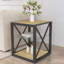 Ensemble de 2 tables de chevet modernes pour chambre à coucher et salon, plateau en panneau de fibres à densité moyenne en bois trempé et bois naturel, table d'appoint de style industriel-2129477147-2129477146
