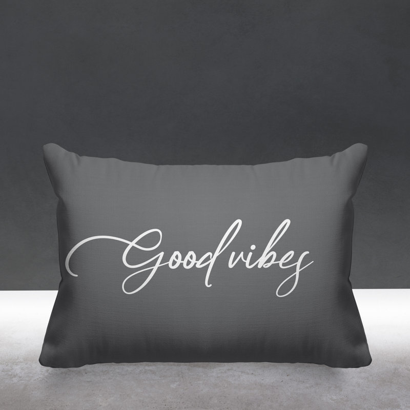 Housse et insert de coussin rectangulaire Aspire Good Vibes, gris