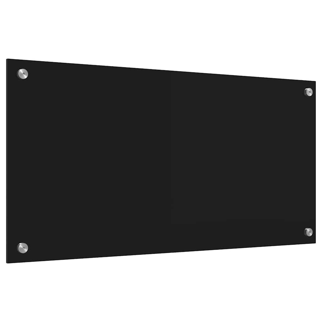 vidaXL Kitchen Backsplash Black 80 x 40 cm Tempered Glass - Image 2