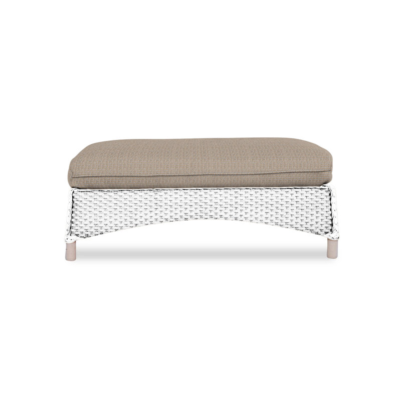 Mandalay Outdoor Ottoman, White, Demo Oatmeal
