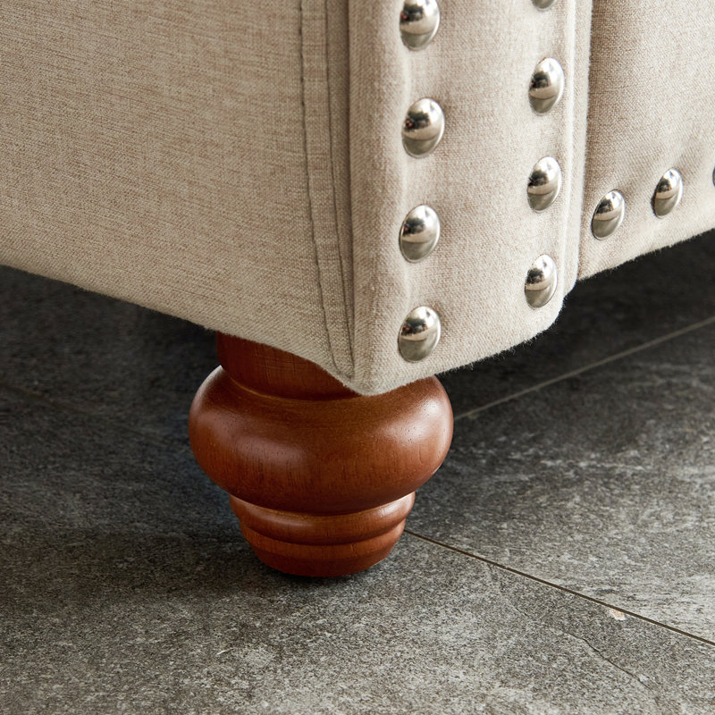 Babette Upholstered 82.68'' Sofa, Beige Polyester