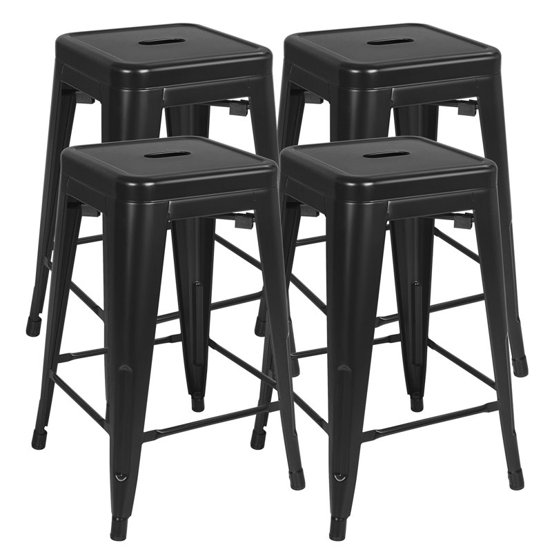 Tabouret de comptoir 24 po Medway (ensemble de 4), Noir