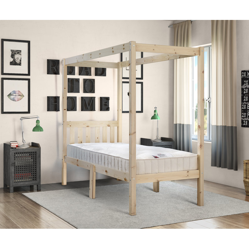 Enfield Four Poster Heavy Duty Solid Pine Bed, Single (3')