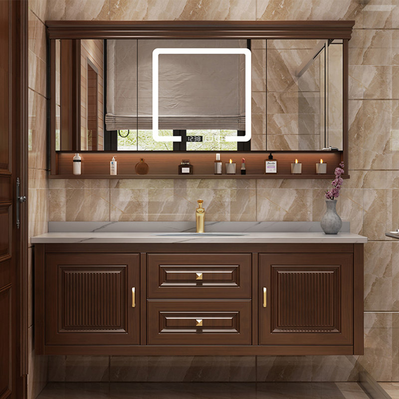 Armoire de salle de bain style américain rétro, H 21,65 po x l 51,18 po x P 21,65 po