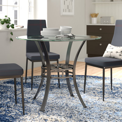 Round Glass Top Metal Base Dining Table