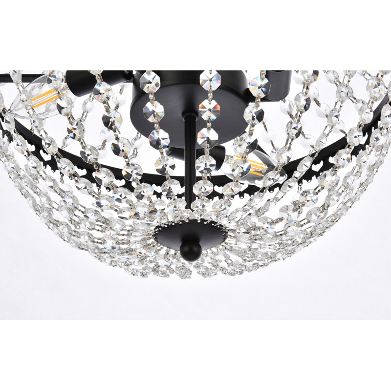 Luminaire suspendu unique en forme de larme à 5 lumières avec accents de cristal Priyank, Noir