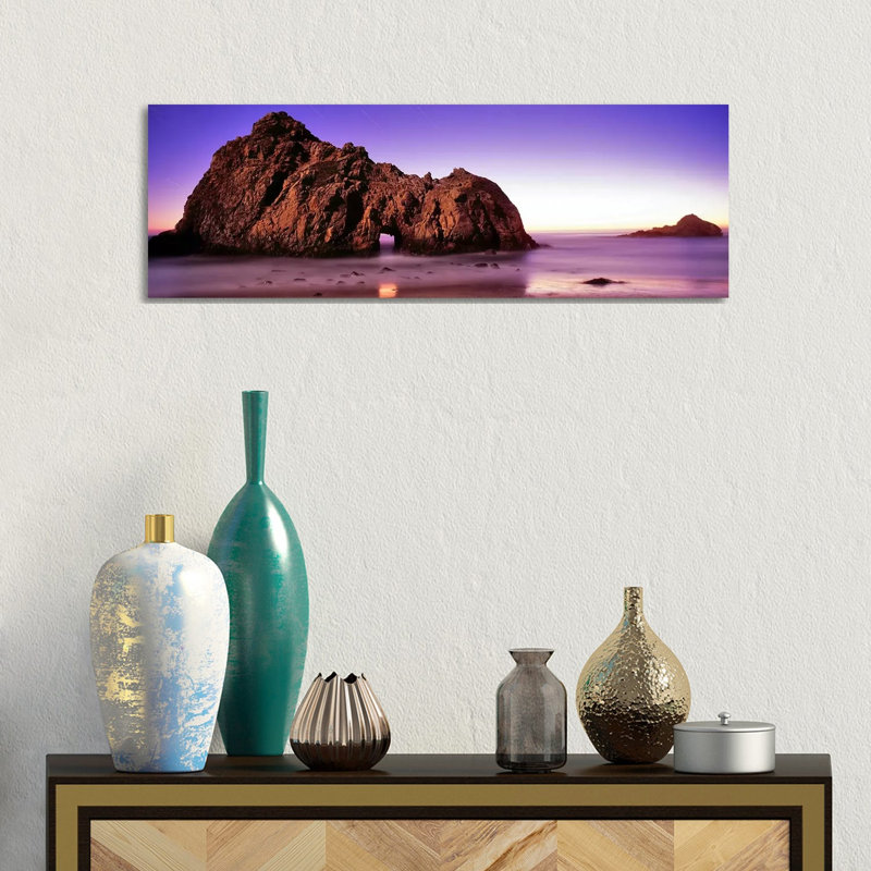 Rock Formations On The Beach, Pfeiffer Beach, Big Sur, California, USA - Wrapped Canvas Panoramic Print