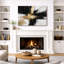 Art abstrait noir et noir, art moderne, impression sur toile encadrée-126054552-126054556