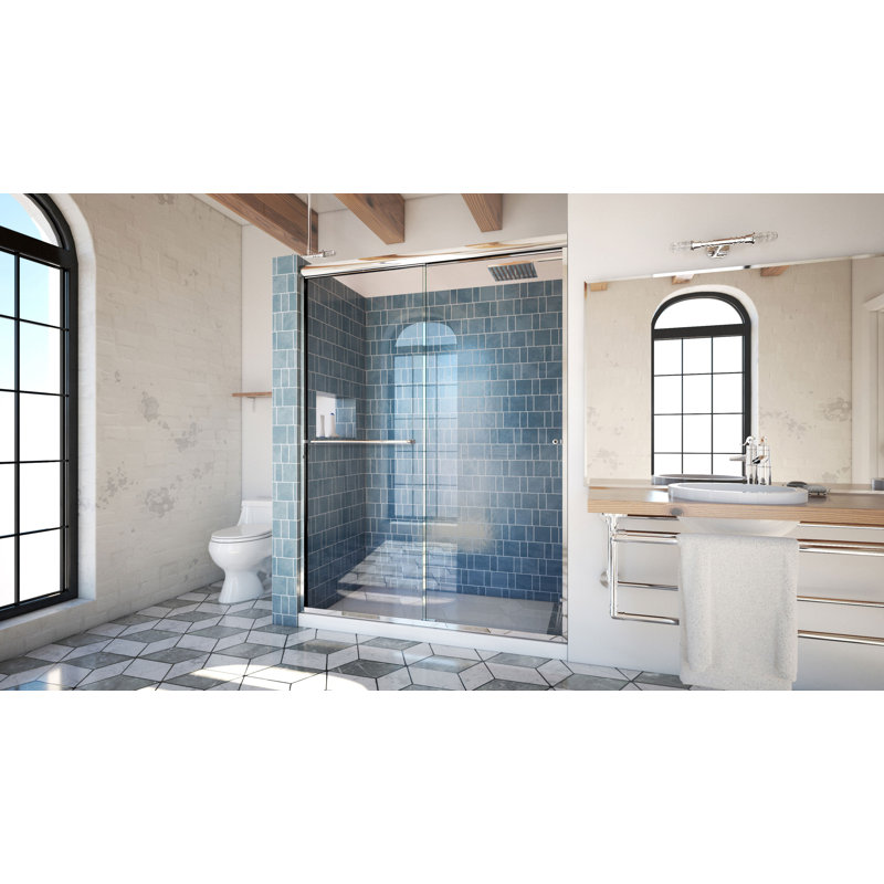 ESE 60" x 76" Frameless Clear Glass Chrome Shower Door