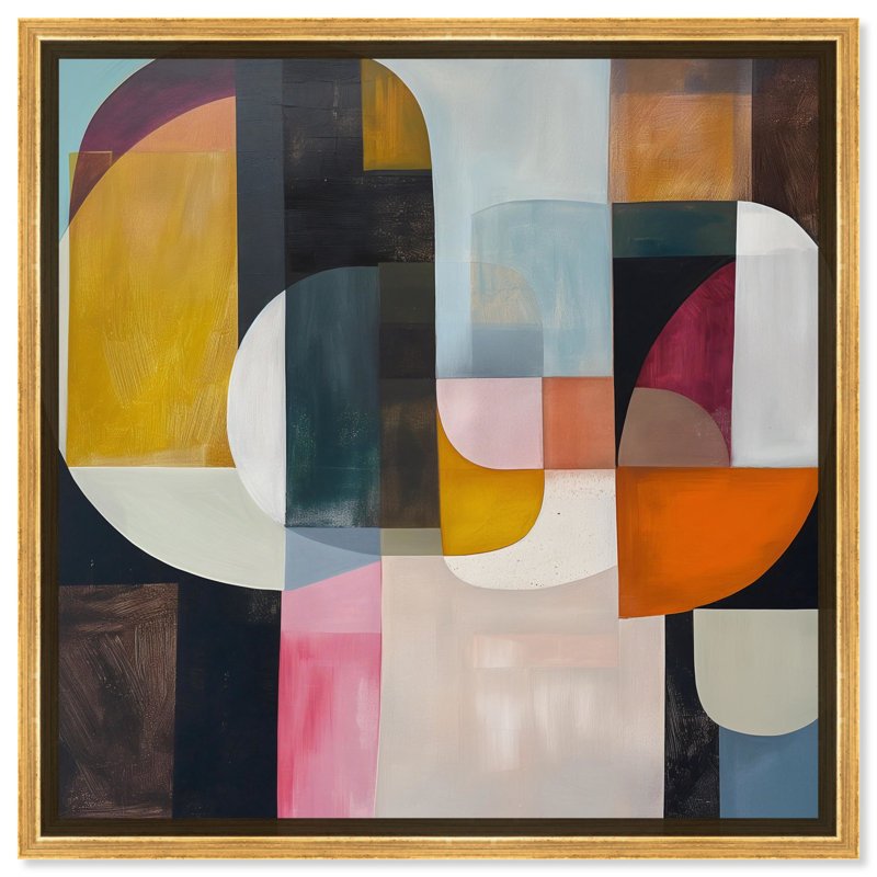 Colorful Pieces Canvas Colorful Wall Art by Art Remedy, Gold Framed, 31" H x 31" W
