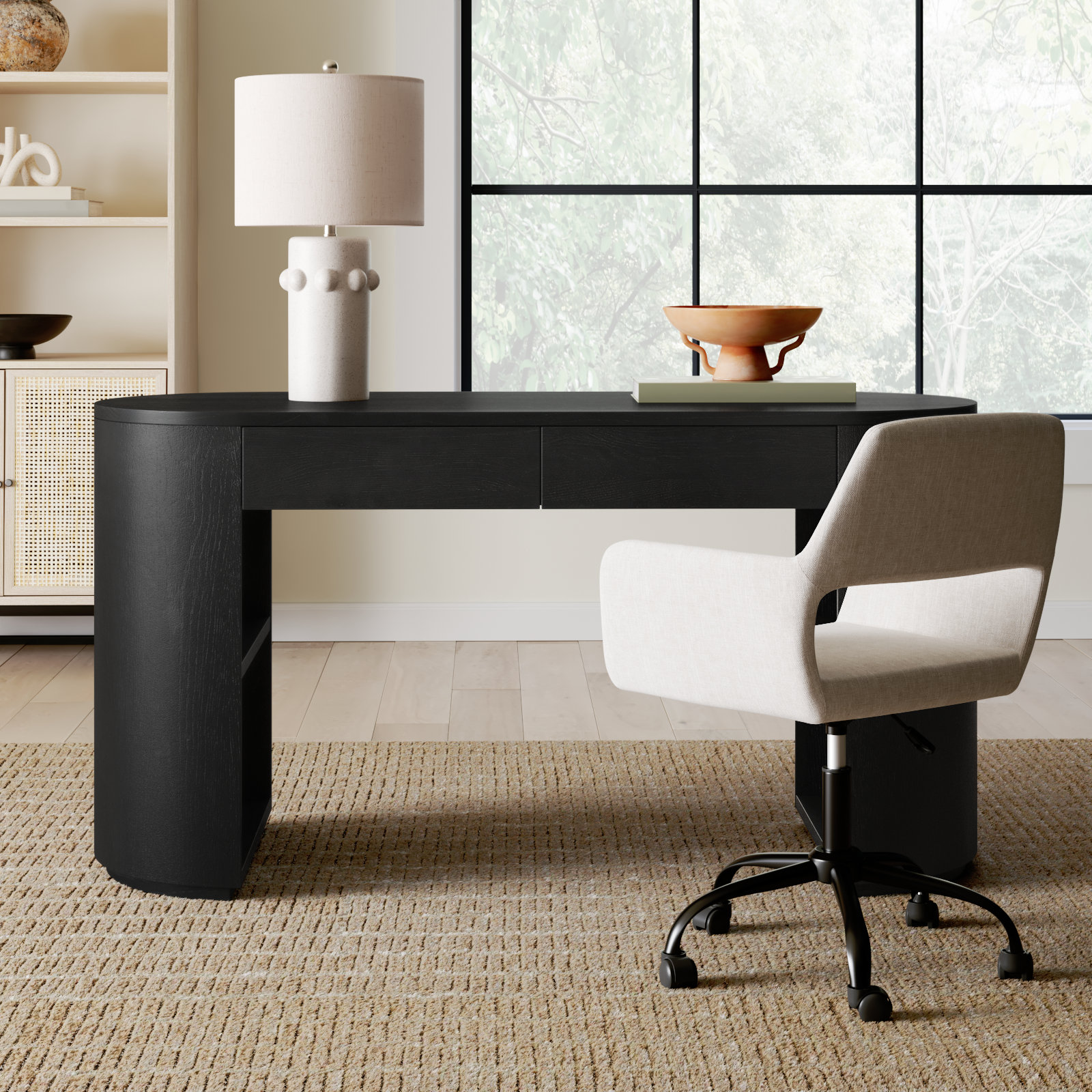Lillian 60.25 " Writing Desk, Brushed Ebony