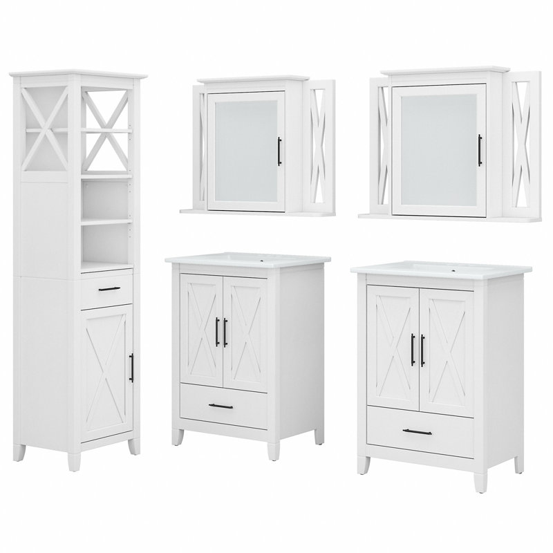 Edion Double Bathroom Vanity with Ceramic Top, White