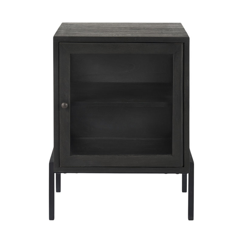26" Black And Brown Solid Wood Square End Table