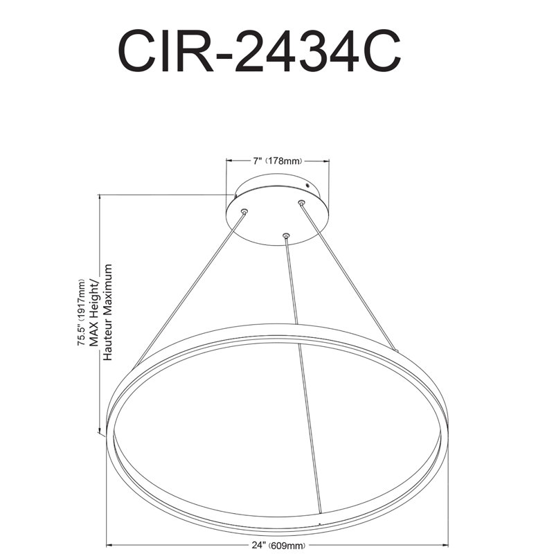 1 - Light LED Pendant, Matte Black