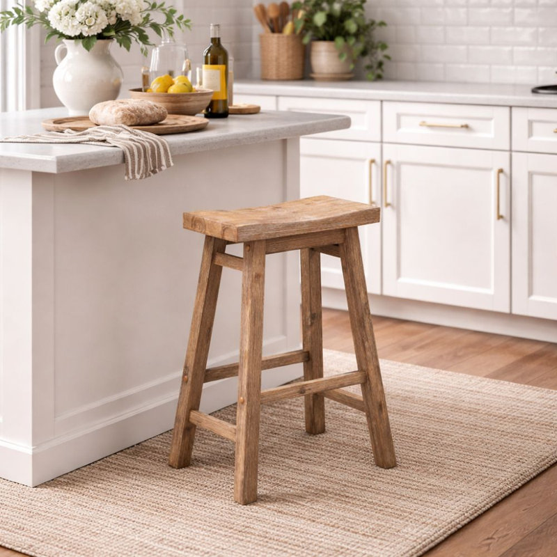 Tabouret Alessandro, Bois de grange à la brosse métallique, 1, Tabouret de comptoir (siège d'une hauteur de 24 p