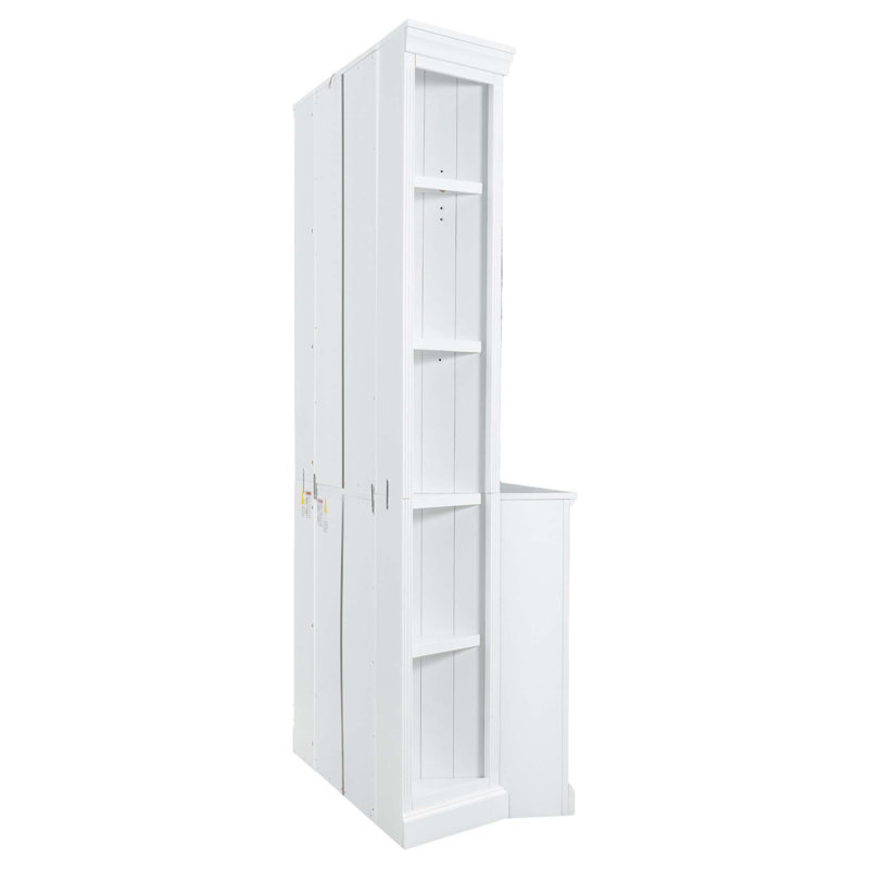 White Adjustable Corner Wood Bookcase Suite with LED Lighting